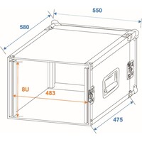 Amplifier Rack PR-2 19 inch flightcase 8 HE 470 mm diep
