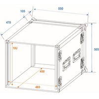 Amplifier Rack PR-2 19 inch flightcase 10 HE 470 mm diep