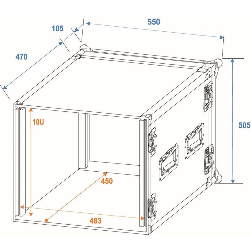 Amplifier Rack PR-2 19 inch flightcase 10 HE 470 mm diep