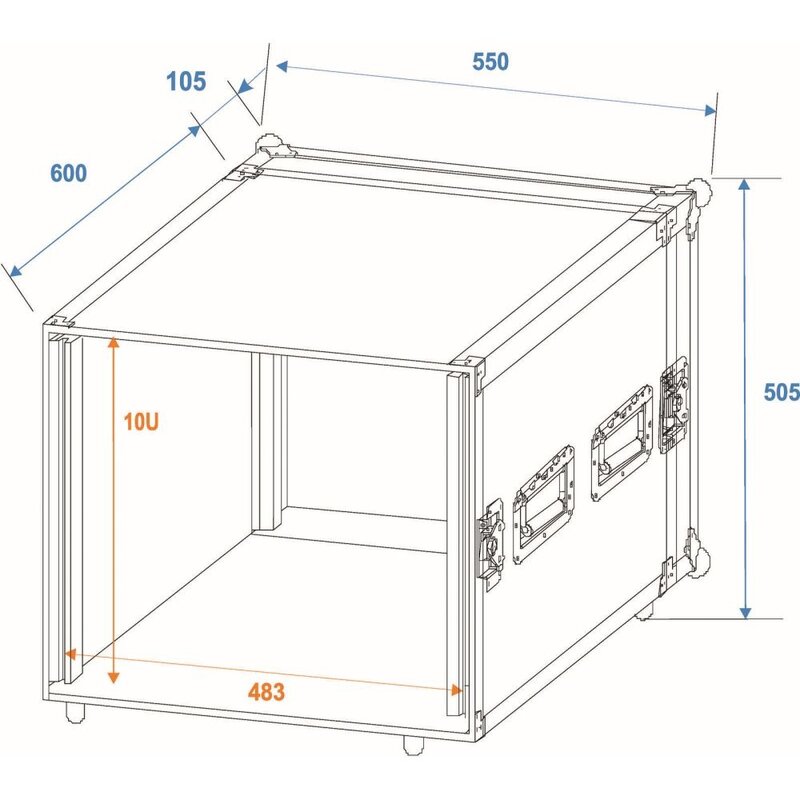 Amplifier Rack PR-2ST 19 inch flightcase 10 HE 570 mm diep