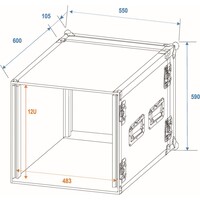 Amplifier Rack PR-2ST 19 inch flightcase 12 HE 570 mm diep