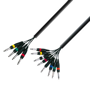 Adam Hall 3 Star L8 VP 0300 multikabel 4 x Jack TRS naar 8 x Jack TS 3 m