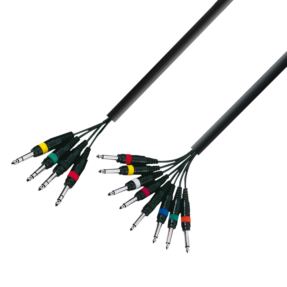 Adam Hall 3 Star L8 VP 0300 multikabel 4 x Jack TRS naar 8 x Jack TS 3 m afbeelding