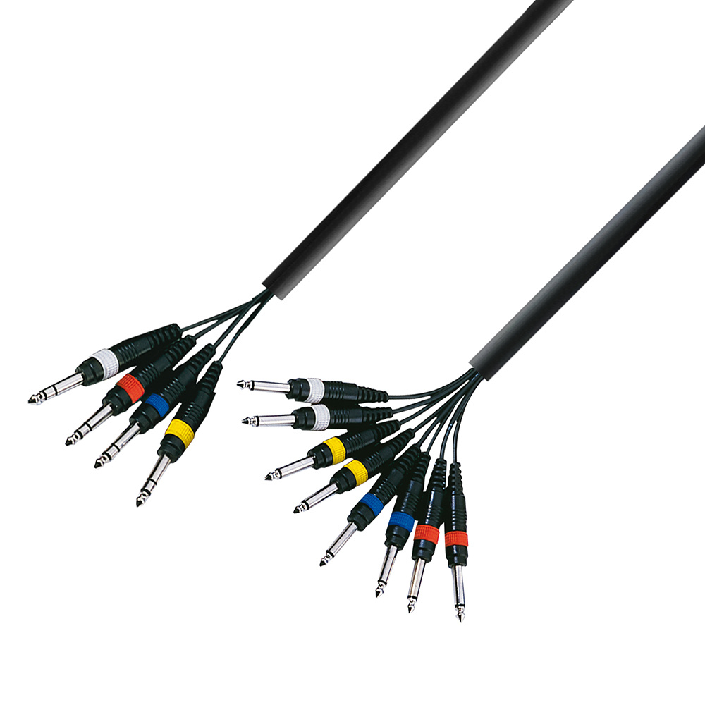 Adam Hall 3 Star L8 VP 0500 multikabel 4 x Jack TRS naar 8 x Jack TS 5 m afbeelding