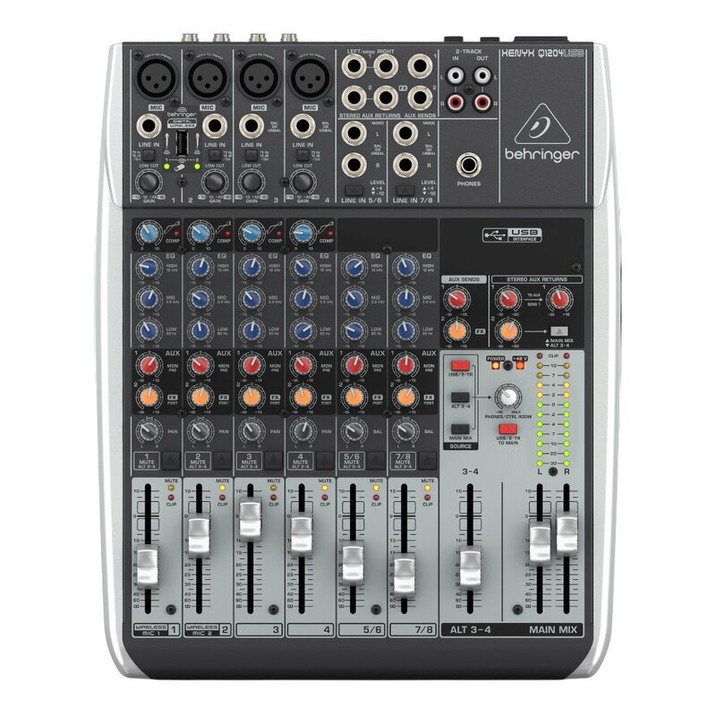 Behringer Xenyx Q1204USB PA en studiomixer Xenyx Q1204USB PA en studiomixer