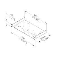 R1191/2Uk 19 inch inlay met gaten 2HE 250mm diep