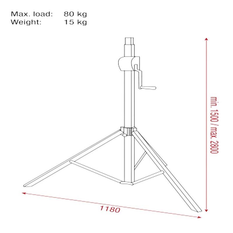 Basic 2800 wind up lichtstatief