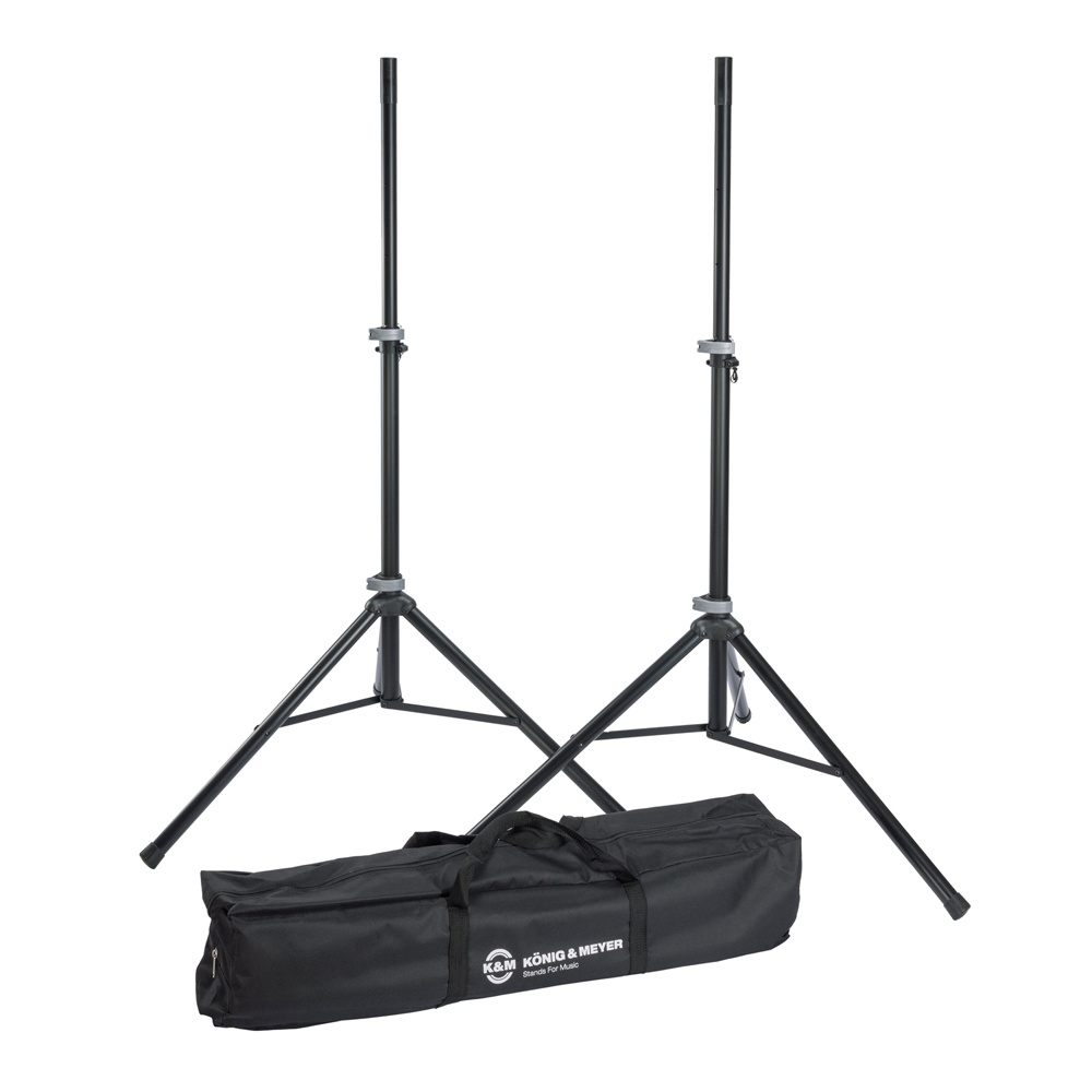 K&M 21459 luidspreker statief set met 2 statieven & tas zwart afbeelding