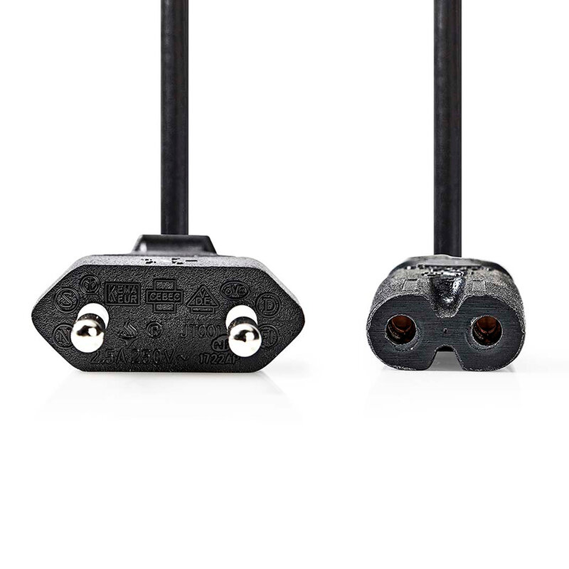 Voedingskabel platte stekker naar C7 2 m