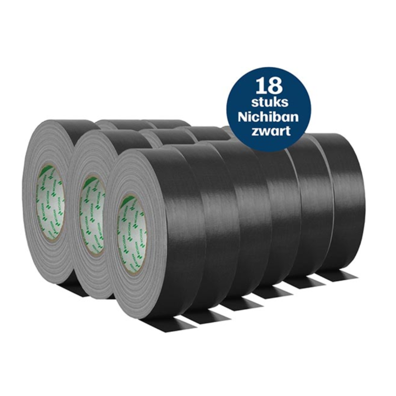 Nichiban Gaffa tape 50mm 50m zwart (18 stuks) Gaffa tape 50mm 50m zwart (18 stuks)