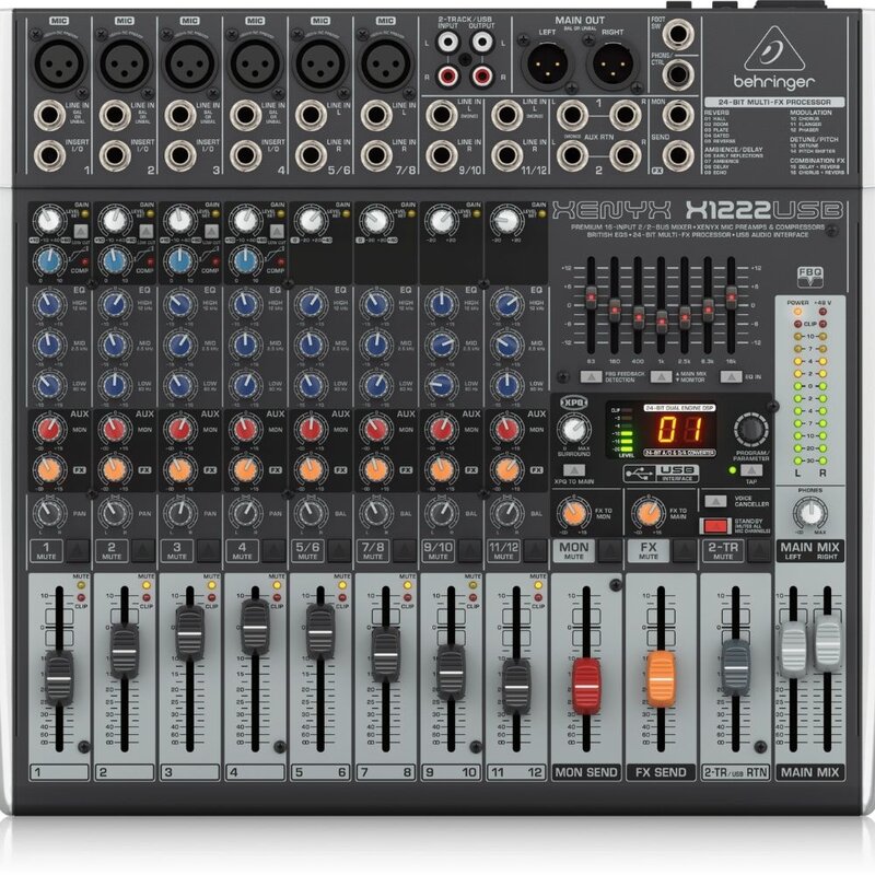 Behringer Xenyx X1222USB PA en studiomixer Xenyx X1222USB PA en studiomixer