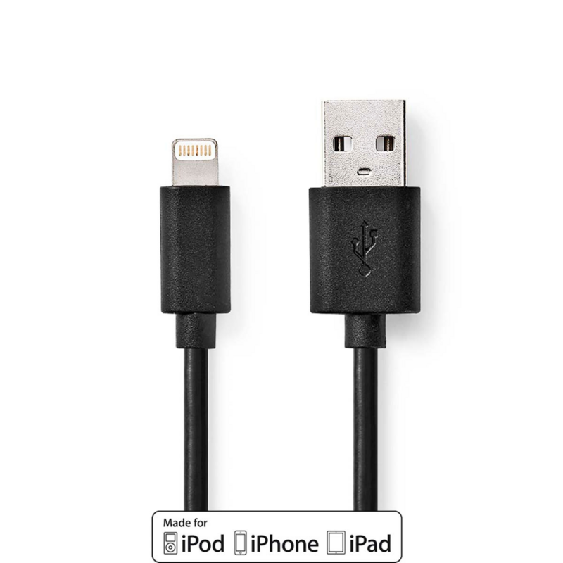 Oplaadkabel Apple lightning 8-pins naar USB 1m zwart