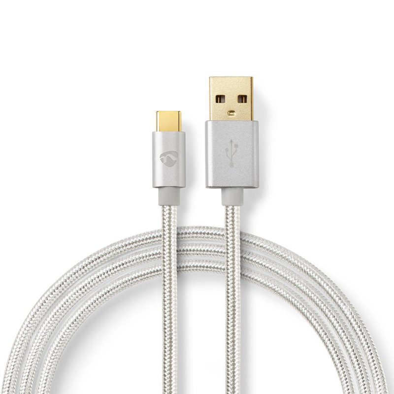 USB 2.0 Kabel A naar C 2 m zilver