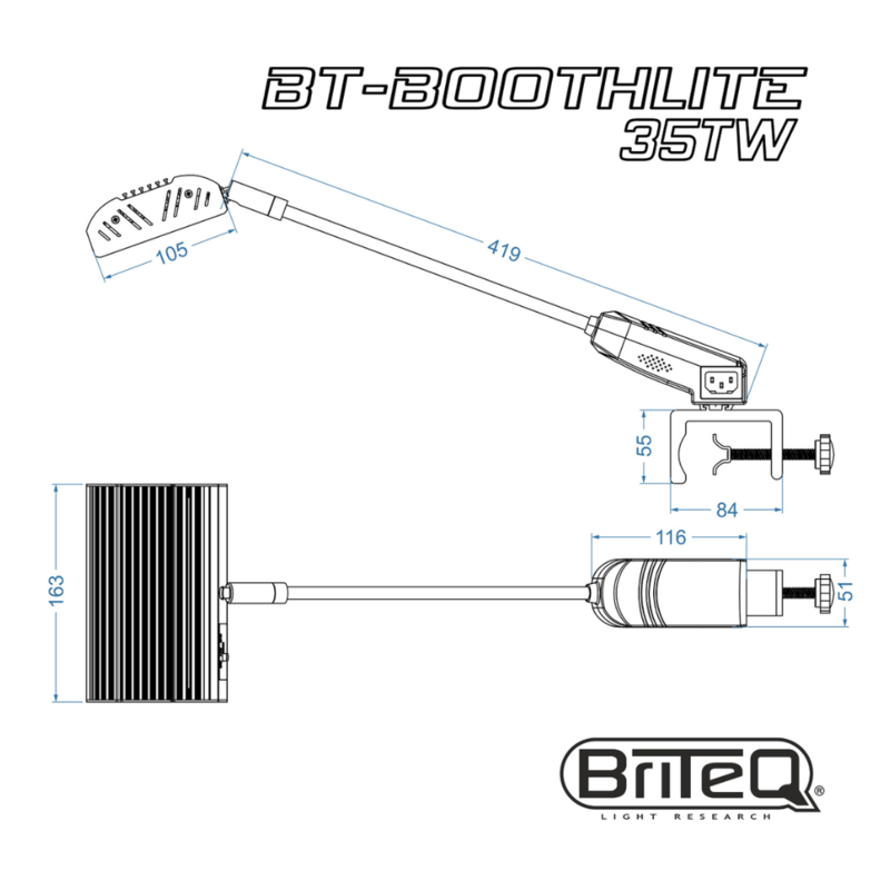 BT-Boothlite 35TW LED lamp met klem