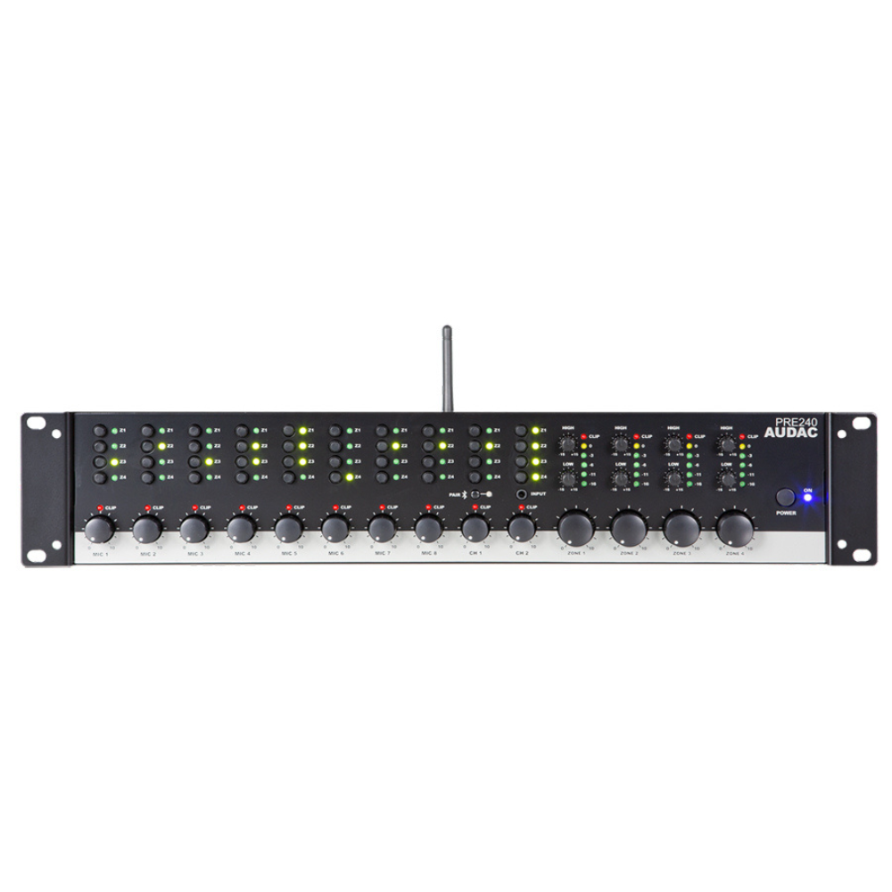 Audac PRE240 12-kanaals 4 zonemixer met BT afbeelding