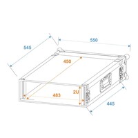 Roadinger Rack Profi 19 inch flightcase 2HE 450mm diep Rack Profi 19 inch flightcase 2HE 450mm diep