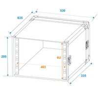 Roadinger Rack Profi 19 inch flightcase 6HE 250 mm diep Rack Profi 19 inch flightcase 6HE 250 mm diep