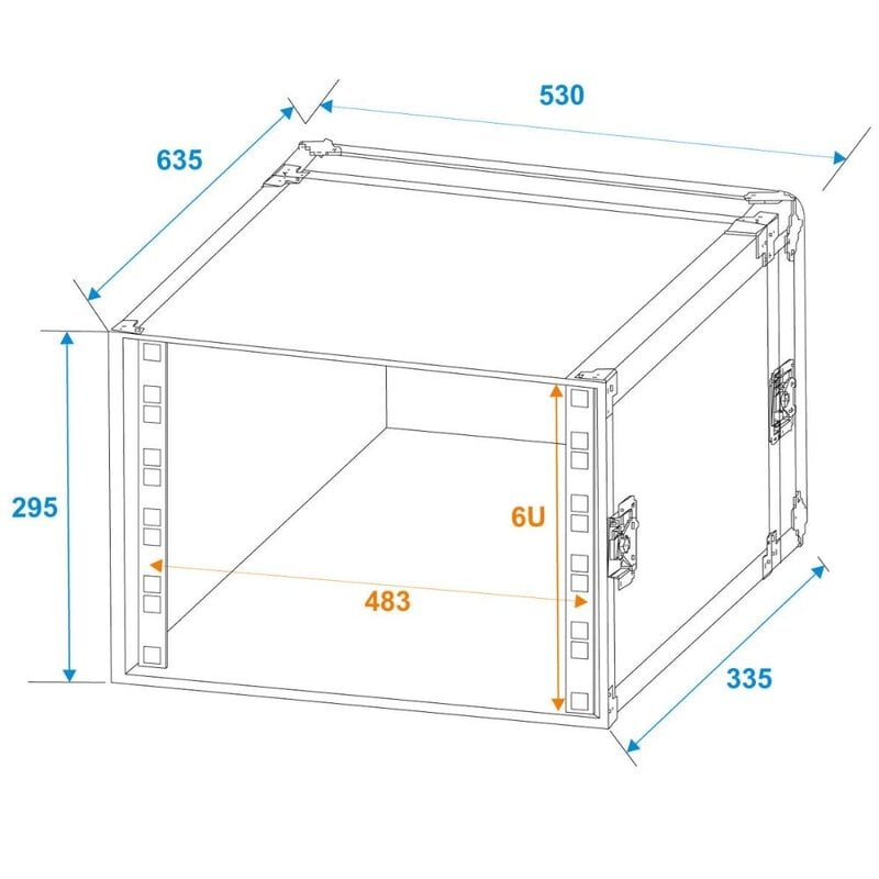 Roadinger Rack Profi 19 inch flightcase 6HE 250 mm diep Rack Profi 19 inch flightcase 6HE 250 mm diep