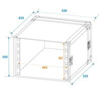 Roadinger Rack Profi 19 inch flightcase 6HE 250 mm diep Rack Profi 19 inch flightcase 6HE 250 mm diep