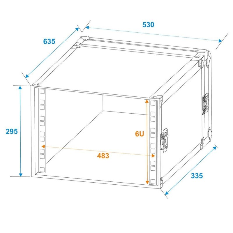 Roadinger Rack Profi 19 inch flightcase 6HE 250 mm diep Rack Profi 19 inch flightcase 6HE 250 mm diep
