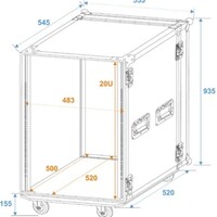 Roadinger Rack Profi 19 inch flightcase 20HE 450 mm diep met wielen Rack Profi 19 inch flightcase 20HE 450 mm diep met wielen