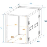 Roadinger Rack Profi 19 inch flightcase 15HE 450 mm diep Rack Profi 19 inch flightcase 15HE 450 mm diep