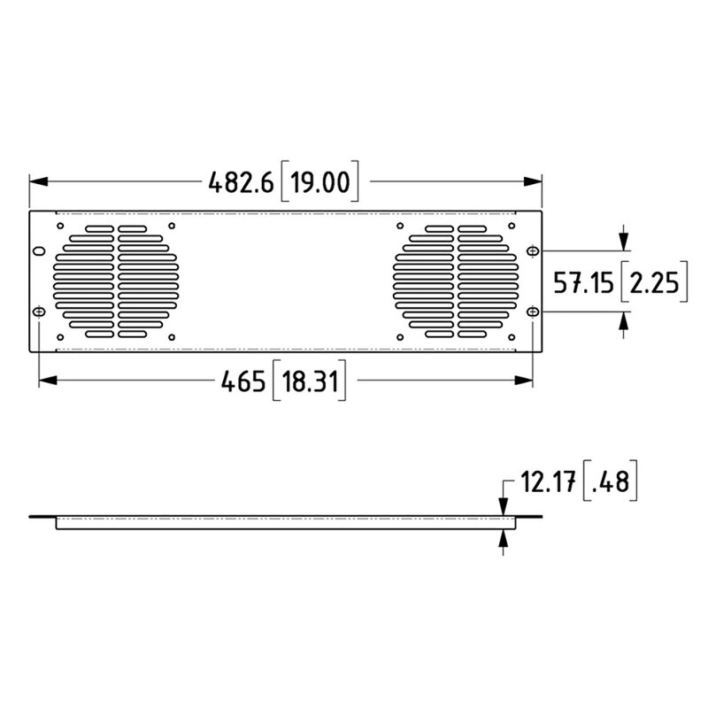 G1702 rackpaneel voor 2 ventilators 3HE