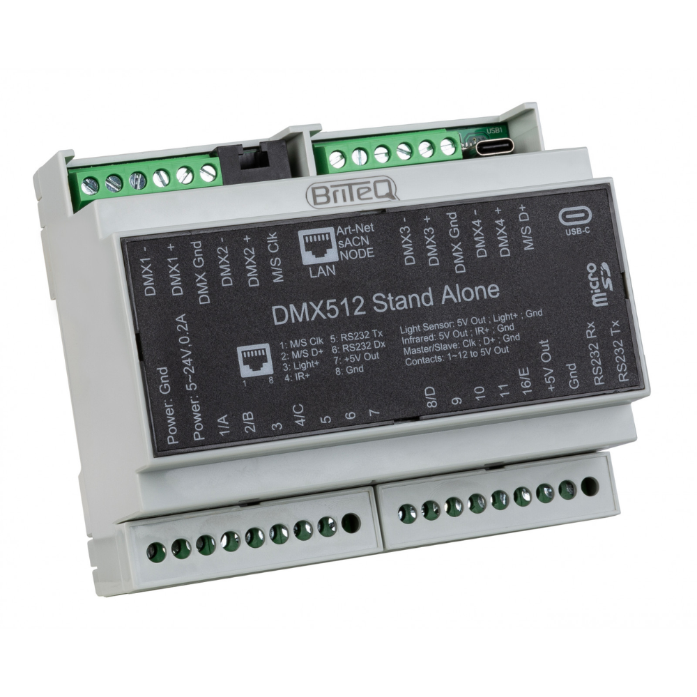 Briteq LD-1024DIN NET 1024 -kanaals DMX-interface & multizone controller afbeelding