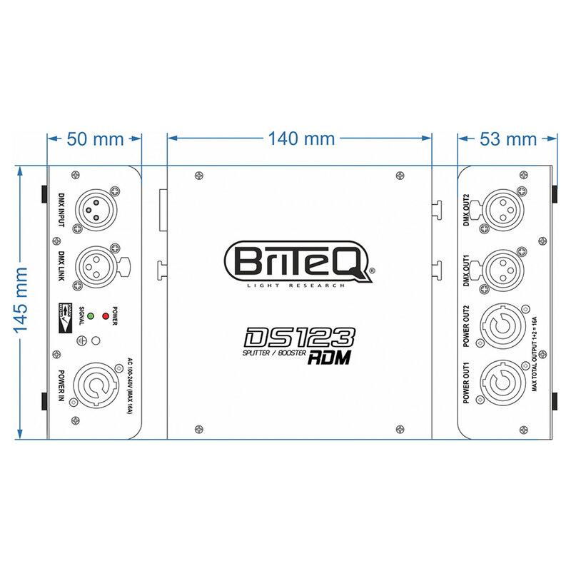 Briteq DS123-RDM DMX-Splitter PowerCON / XLR 3pin DS123-RDM DMX-Splitter PowerCON / XLR 3pin