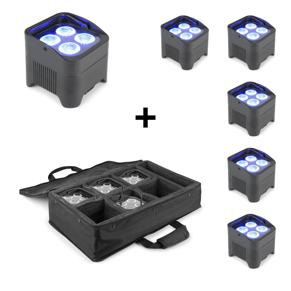 BeamZ 6x BBP94 verticale LED par + AC-440 flightbag