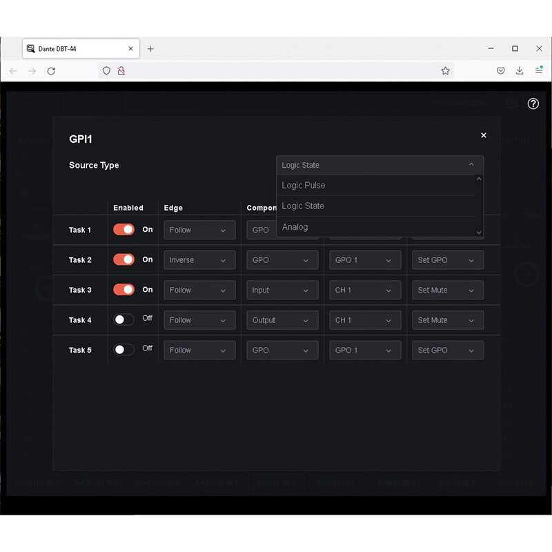 DBI-04 Analoge Dante netwerkaudiobrug met AES67
