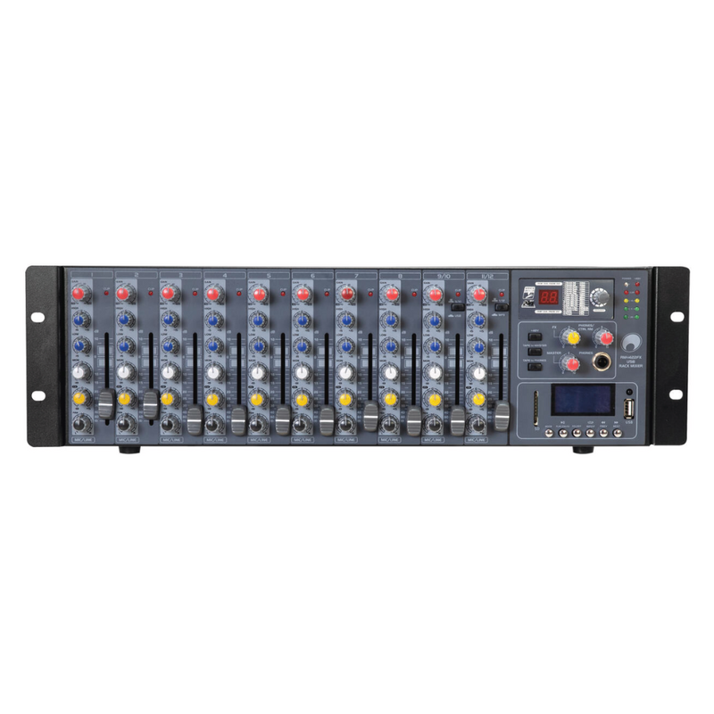Omnitronic RM-1422FX 12-kanaals rackmixer met USB, DSP-FX & MP3 RM-1422FX 12-kanaals rackmixer met USB, DSP-FX & MP3