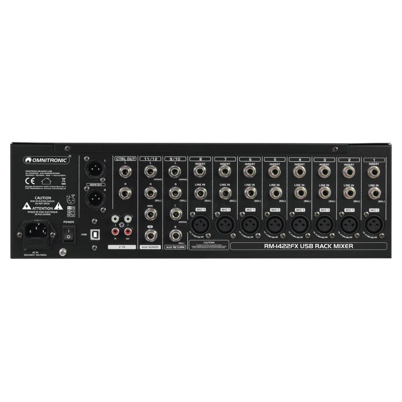 Omnitronic RM-1422FX 12-kanaals rackmixer met USB, DSP-FX & MP3 RM-1422FX 12-kanaals rackmixer met USB, DSP-FX & MP3