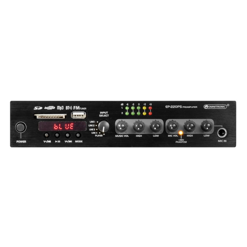 Omnitronic EP-220PS Mediaspeler met BT & FM 1HE EP-220PS Mediaspeler met BT & FM 1HE