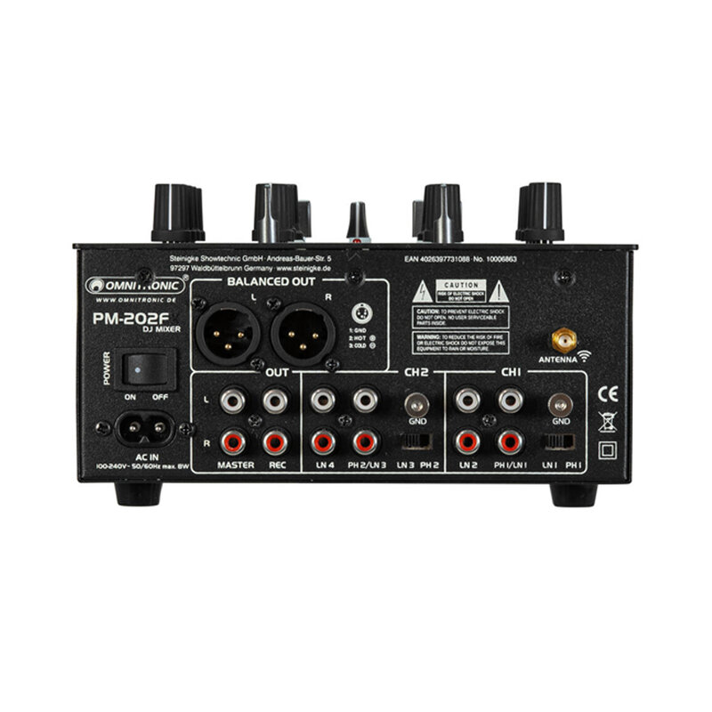 PM-202F 2-kanaals dj-mixer met filter en Bluetooth