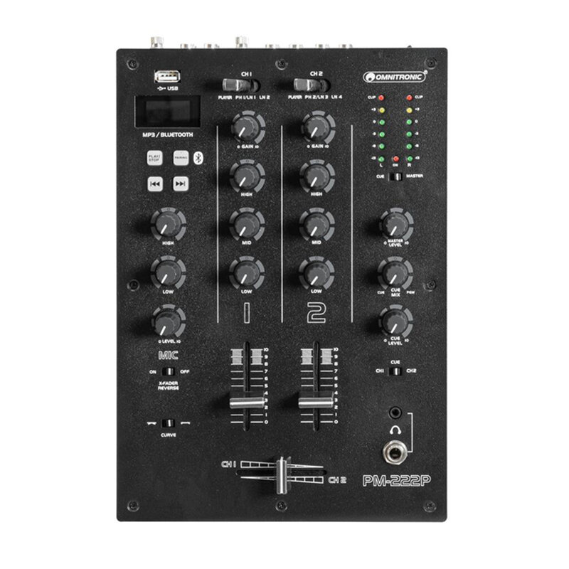 PM-222P 2-kanaals dj-mixer met Bluetooth en MP3 speler