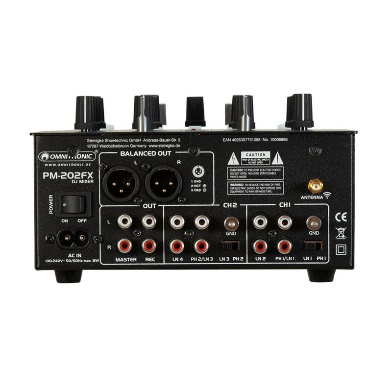PM-202FX 2-kanaals dj-mixer met filter, FX en Bluetooth