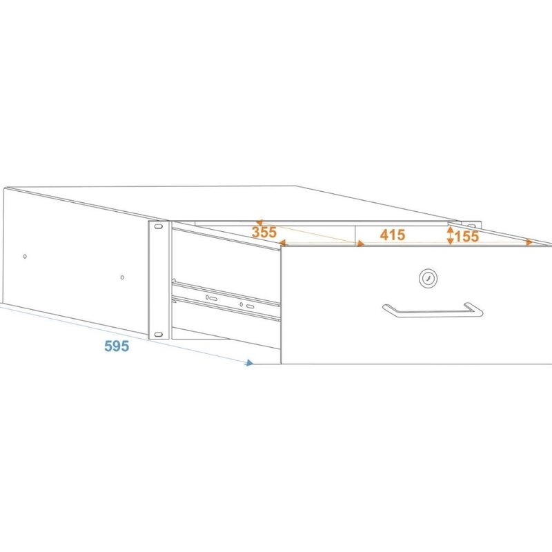 Racklade met slot 4HE