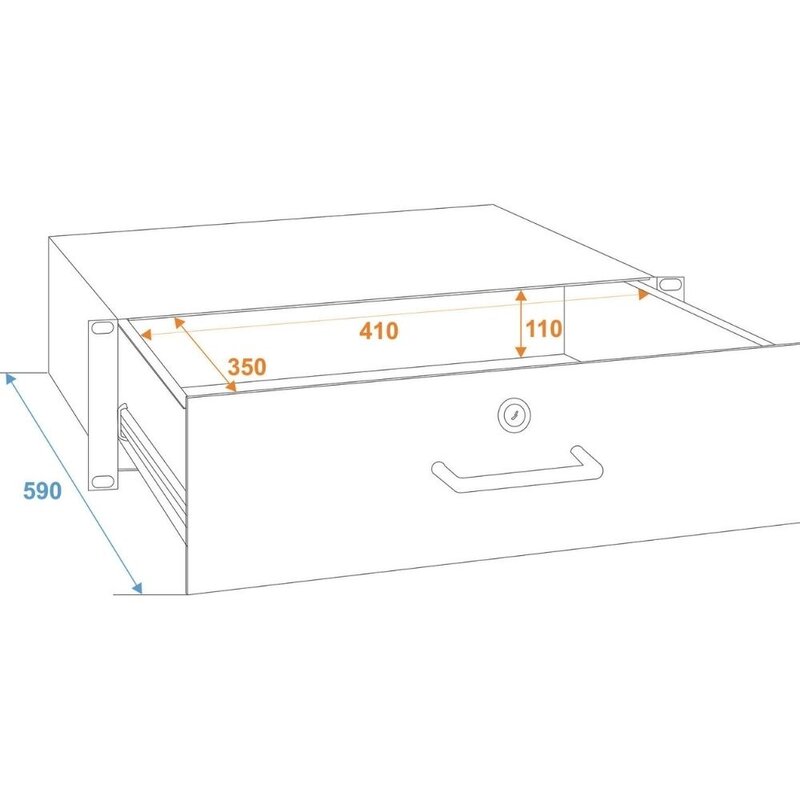 Racklade met slot 3HE