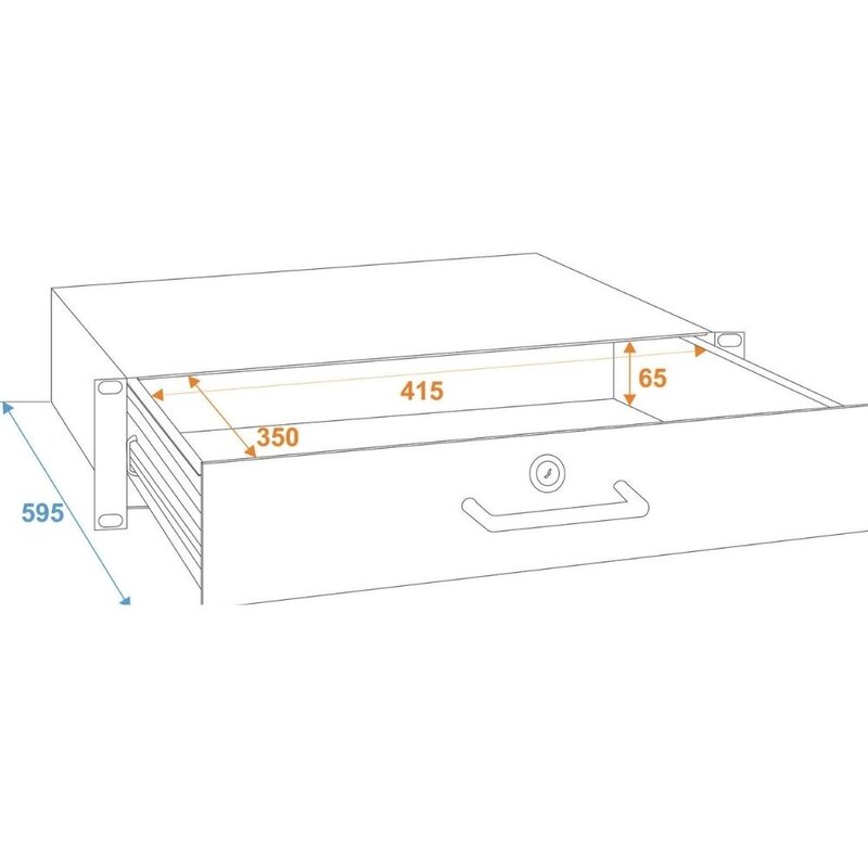 Racklade met slot 2HE