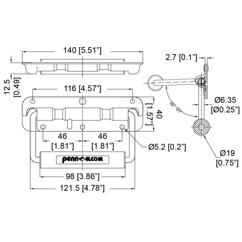 H1053K Opbouw handvat met veer zwart