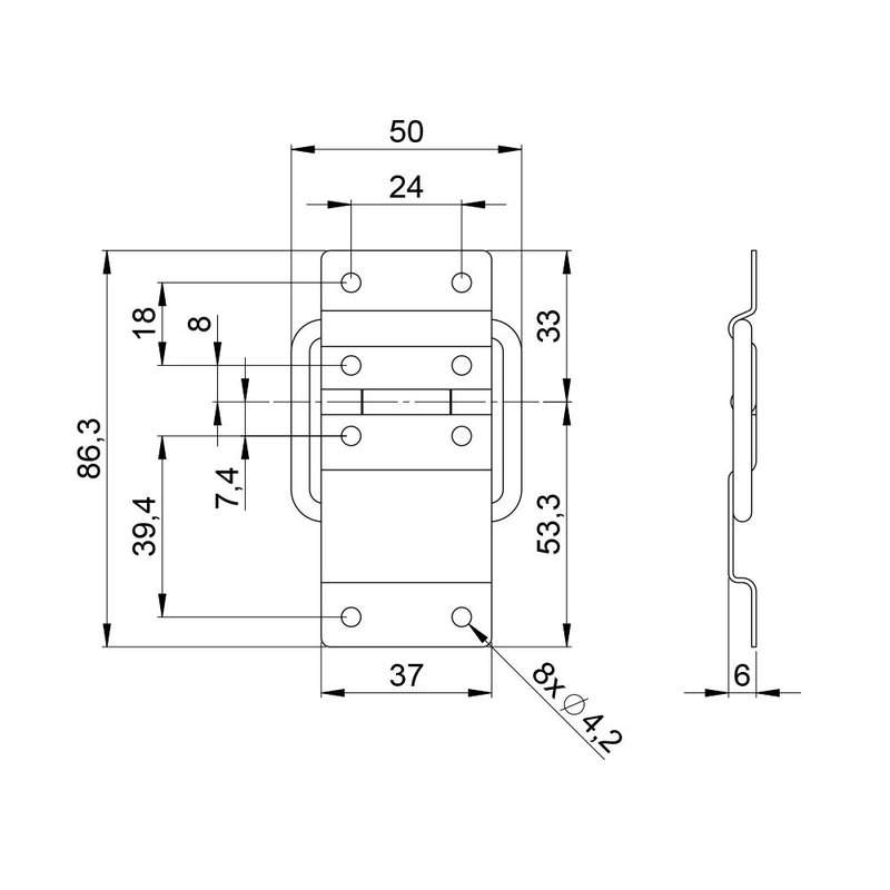 2526 Groot opbouw stopscharnier