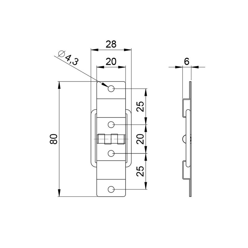 2527 Medium opbouw stopscharnier