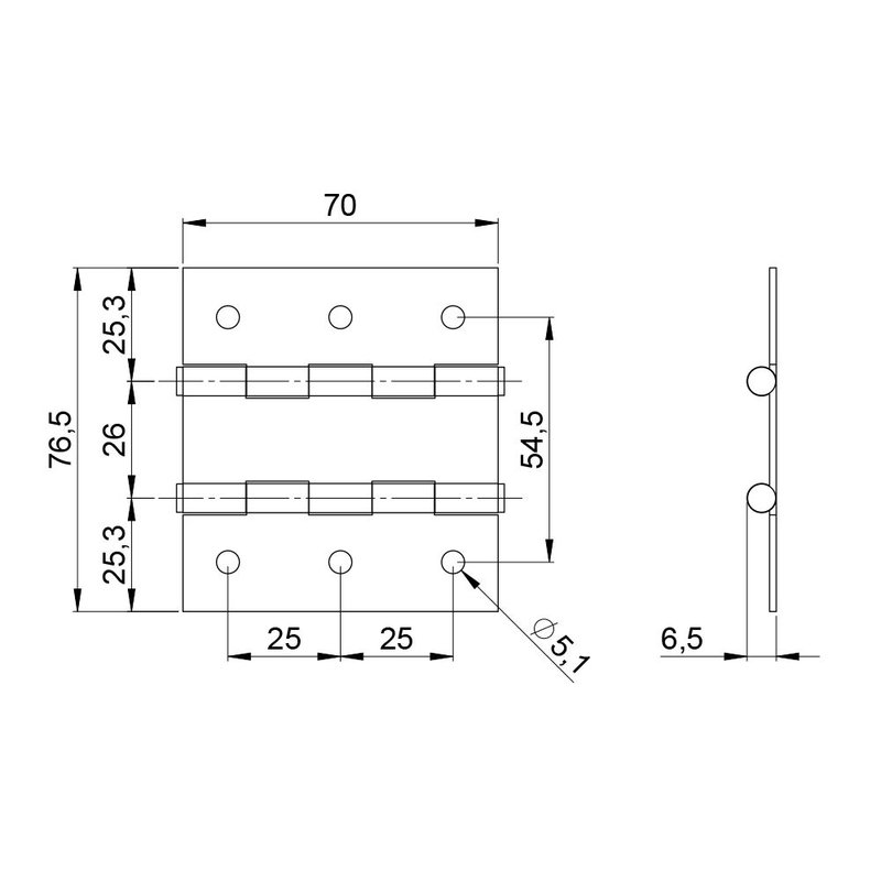 2600 Dubbele scharnier