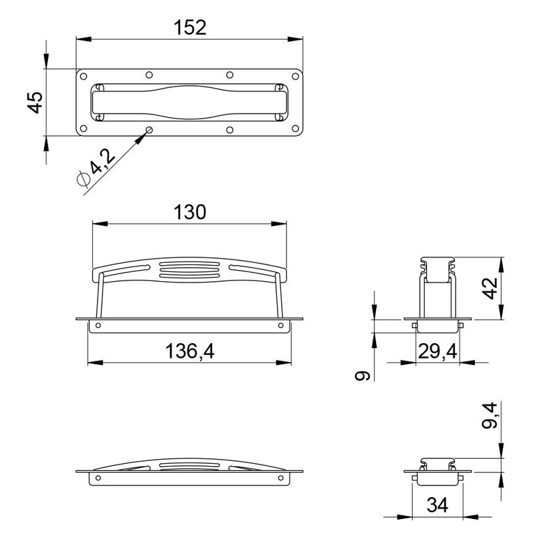 3420 Inbouw koffer handvat