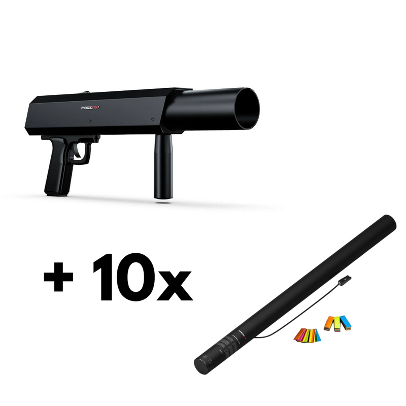 Deejay Shotgun confettishooter + 10x Electric Confetti Cannon 80cm multicolour