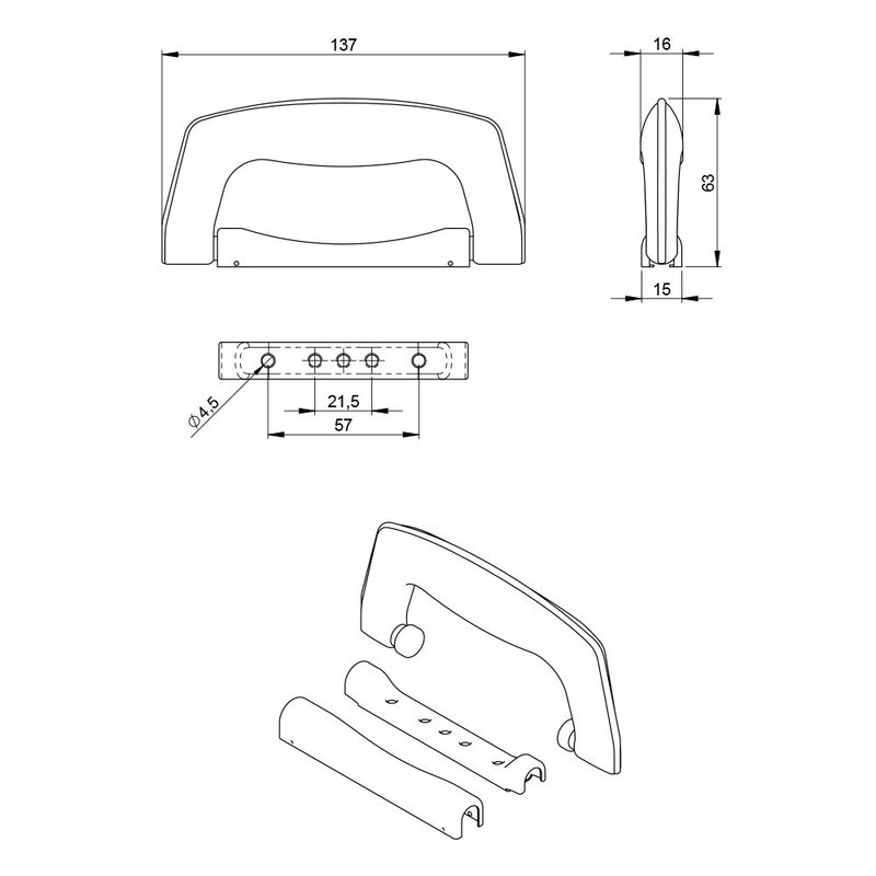 3437 Opbouw koffer handvat