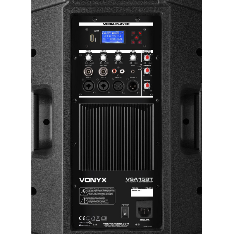 Vonyx VSA15BT actieve speaker met BT & USB 15 inch bi-amplified 1000W VSA15BT actieve speaker met BT & USB 15 inch bi-amplified 1000W