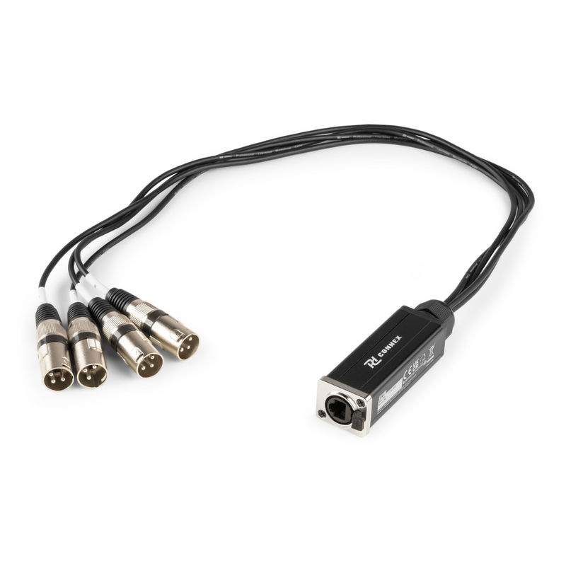 CX190 Audio & DMX adapter 4x 3p XLR male naar CAT 70cm