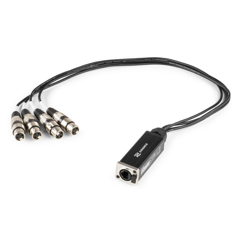 CX192 Audio & DMX adapter 4x 3p XLR female naar CAT 70cm